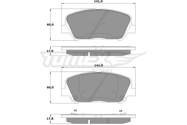 TOMEX BRAKES stabdžių trinkelių rinkinys, diskinis stabdys TX 17-01